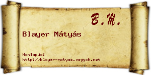 Blayer Mátyás névjegykártya